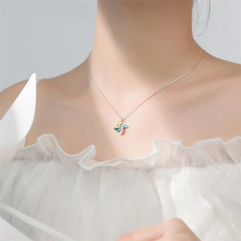 Literary Color Windmill Creative Sweet Fresh 925 Sterling Silver Clavicle Chain Female Necklace NE441