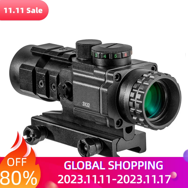 

3x32 Green Red Dot Optics Sight For Hunting Sight Scope Tactical fit Riflescope 20mm Rail Airsoft Sniper