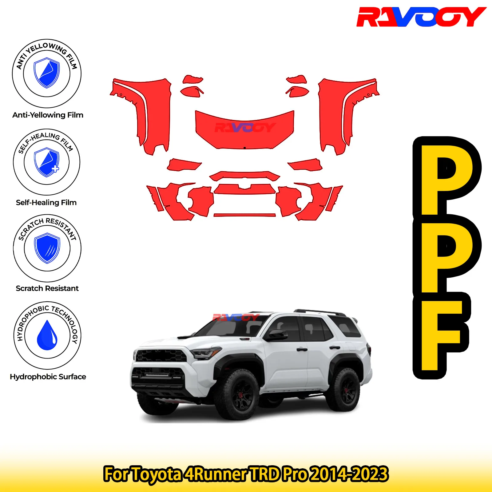 

For Toyota 4Runner TRD Pro 2014-2023 Glossy Matte Black Precut front PPF Kit Paint Protection Film