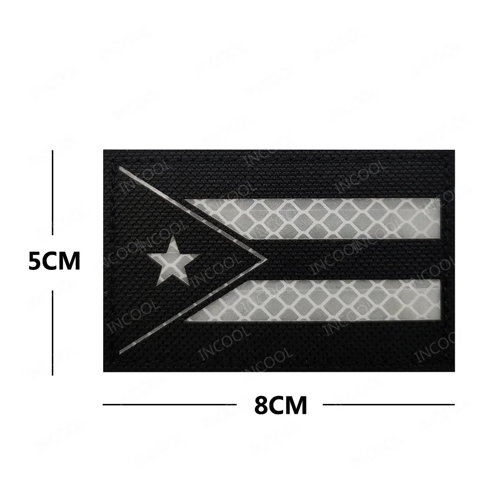 Puerto Rico Flagge Infrarot reflektierende Patches Nylon Flaggen blaue Linie Aufkleber appliziert gestickte Patches für Kleidung Hakens ch laufe