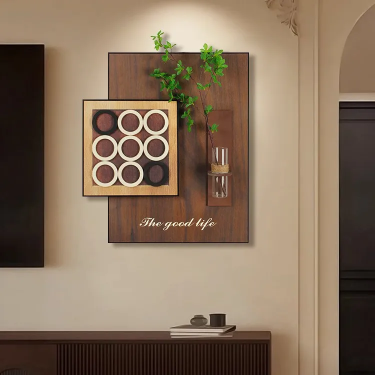 Retro Style Living Room Decorative Art Sandstone Painting 3D Hydroponic Green Plant Hanging Decor High-End Restaurant Backdrop