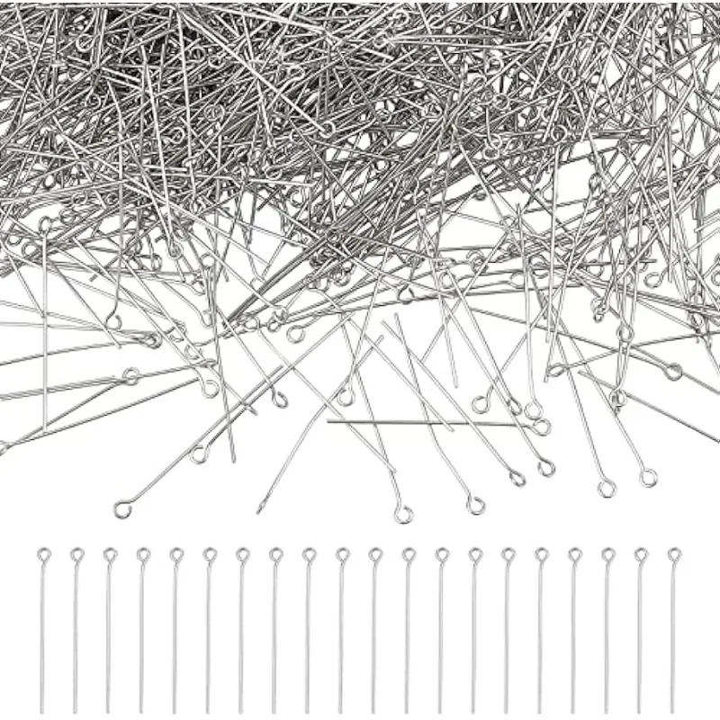 

2000 Pcs 304 Stainless Steel Open Eyepins Loop Pins Headpins Findings 0.8 inch/20mm Length for Jewelry Making