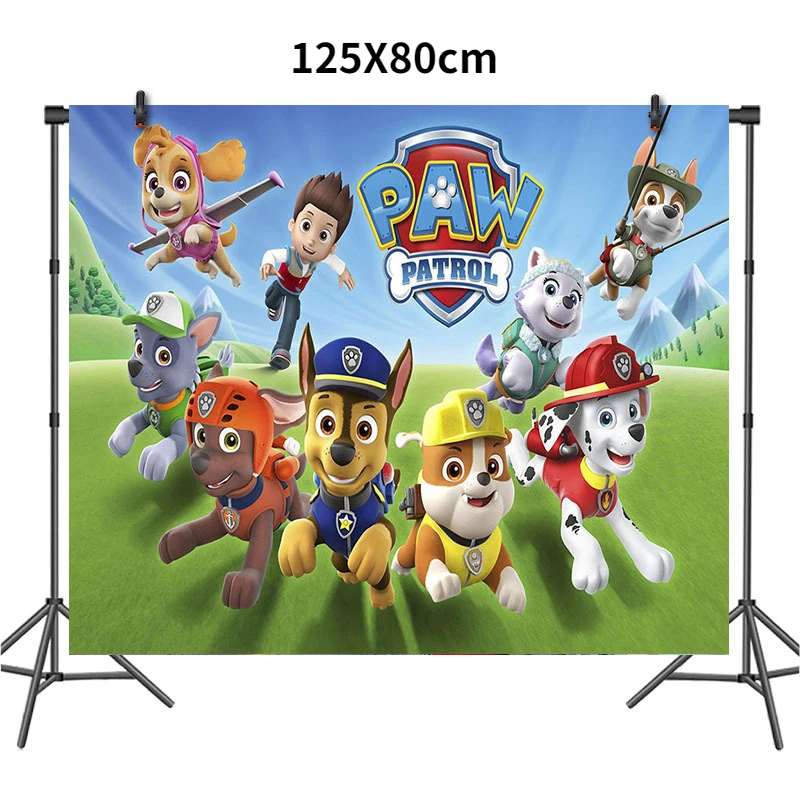 Cartoon PAW Patrol Birthday Decoration Background Ryder Chase Marshall Aluminum Foil Ball Disposable Tableware Party Supplies