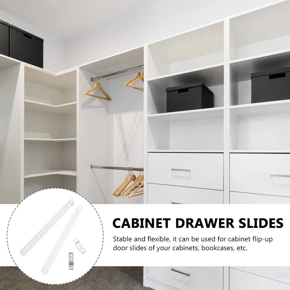 

1 Set Hidden Flip-Up Door Track Cabinet Side Mount Sliding Rail For Bookcases Durable Plastic Iron Easy Install Quiet Smooth