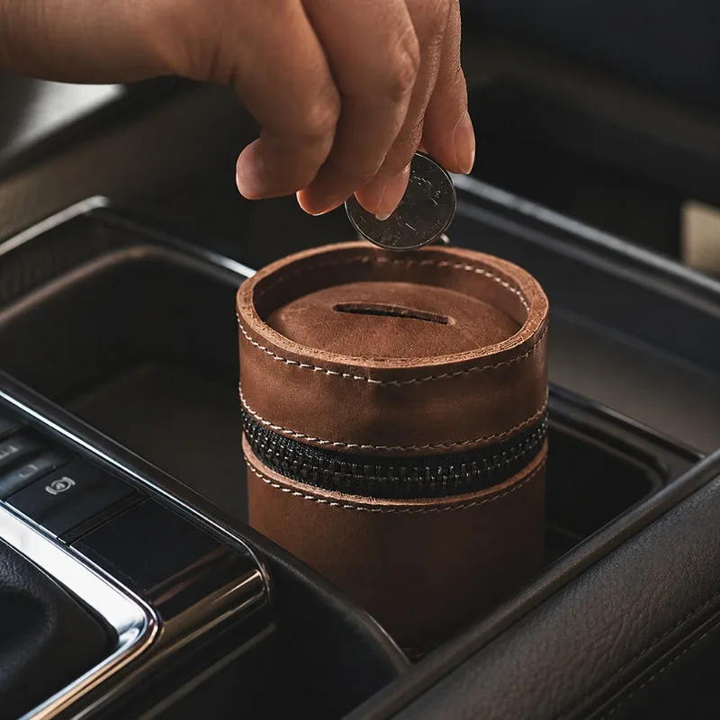 Car Coin Bank, Zipper Change Pouch for Cup Holder