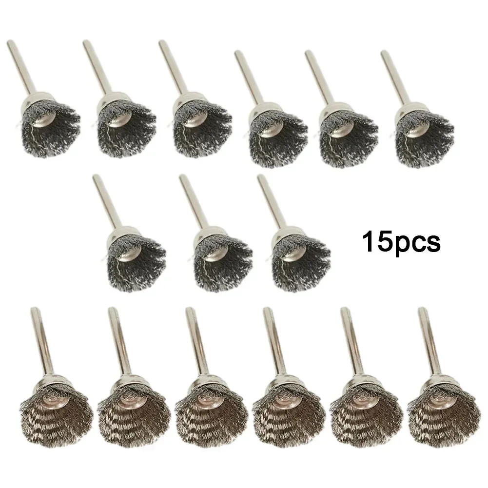 Imagem -04 - Wire Cup Roda Escovas Escova de Polimento Ferramenta Rotativa Metal Rust Removal 15 mm 15 Pcs Aço Inoxidável