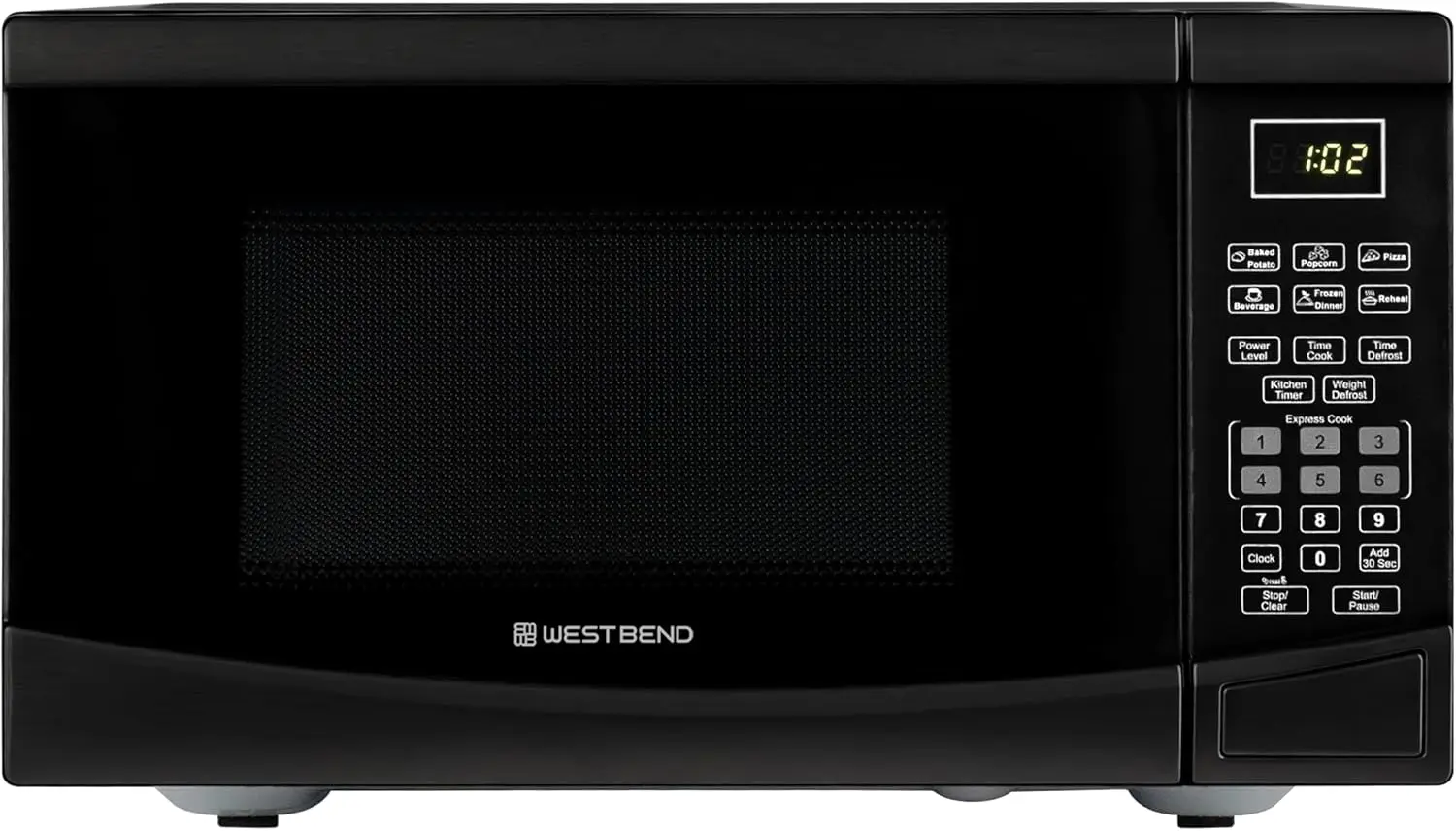 Compact 900-Watt Microwave Oven with 6 Preset Cooking Programs, Speed Defrost, Electronic Control Panel, and Glass Turntable, Bl