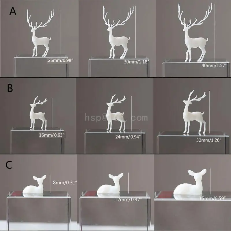 3Pcs Silicone Mini Elk Deer Modeling Resin Mold Landscape Fillings Resin Jewelry Fillings Resin Casting Filler Art Craft