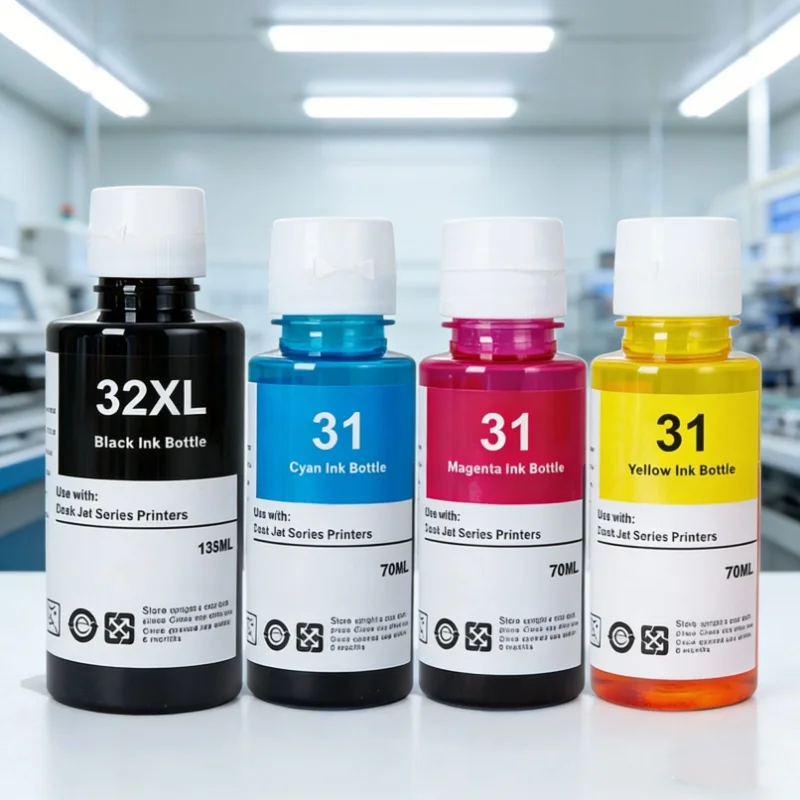 

4 шт. 31 32XL сменные чернила-красители подходят для принтера HP 7301 6001 7602 5101 7001 551 651 455 457 450 4 цвета сменная бутылка чернил