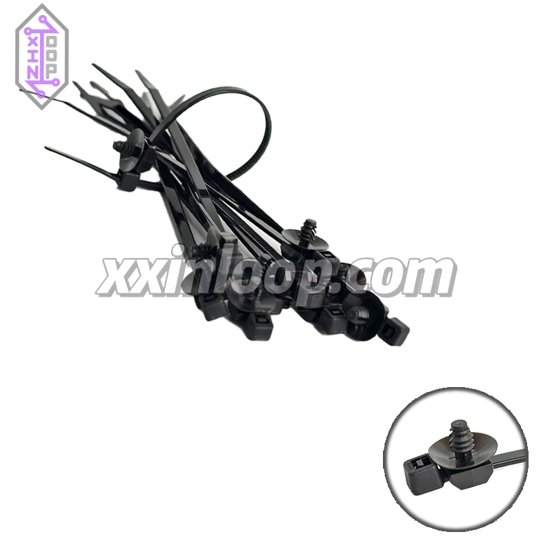 

156‑00340 150 mm 3.5 mm PA66HSUV Fir Tree Mount Cable Tie with Disc Round Hole 31 mm Bundle Max 135N Tensile Strength