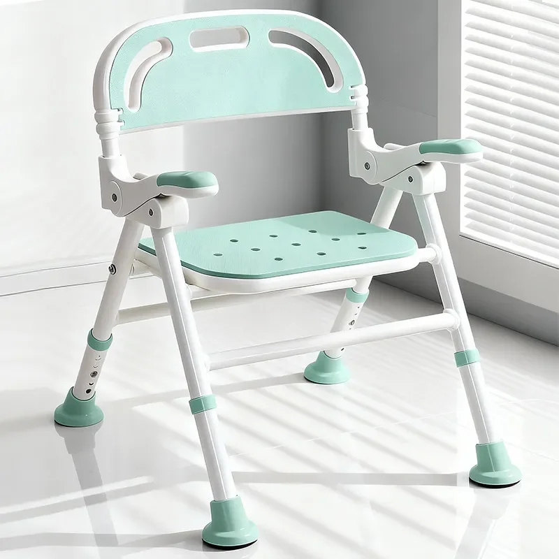 Non-Slip Folding Bathroom Shower Chair with Back & Armrest, 350LB Load Shower Seat for Obese People