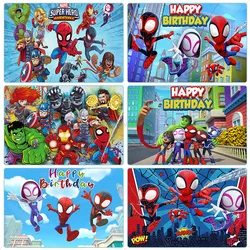 Disney Marvel Theme Background Spiderman Captain Iron Man Hulk Banner Photography Background Boy Birthday Party Decoration