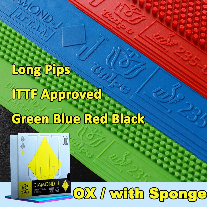 

TULPE OX Long Pips Table Tennis Rubber Green Blue Red Single Ping Pong Rubber ITTF Approved Arc Fast Attack DLAMOND J