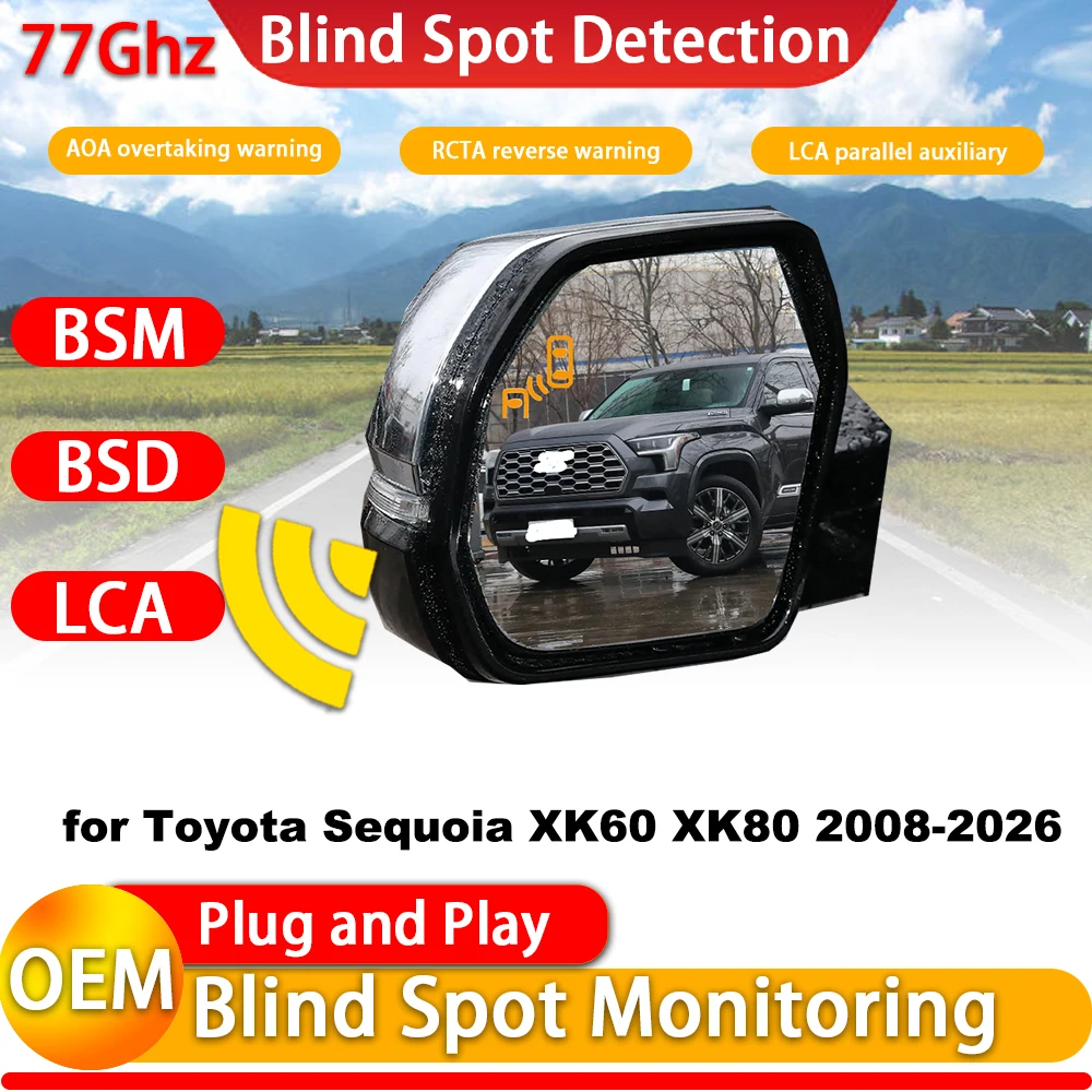 for Toyota Sequoia XK60 XK80 2008-2026 Blind Spot Monitor Detection Rear Cross Traffic Alert BSM RCTA System 77Ghz Wave Radar