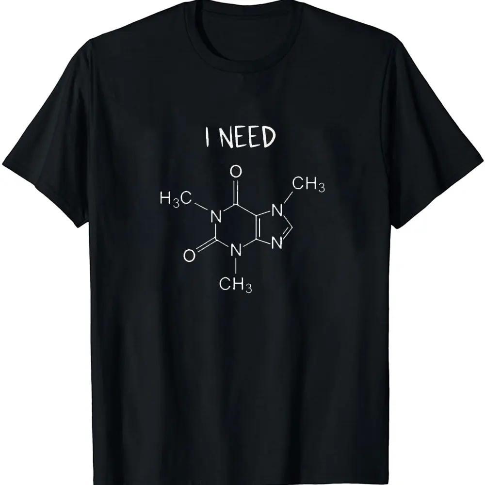 Caffeine Molecule Funny Coffee Lover Coffee Chemical Formula T-Shirt Cotton Summer Hipster Club Gift Drink for Men Tee Tops