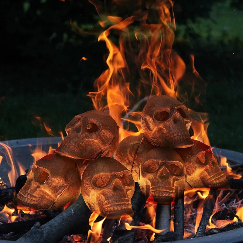 MOPHE-3PCS Lava Skull Rocks Skull For Fire Pit Skeleton Fire Pit Heads Halloween Skull Shaped Fire Stones