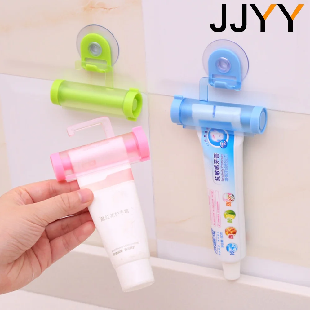 JJYY Multipurpose Rolling Tube Squeezer Tooth paste Dispenser Sucker Holder Dental Cream Bathroom Manual Syringe Gun Dispenser