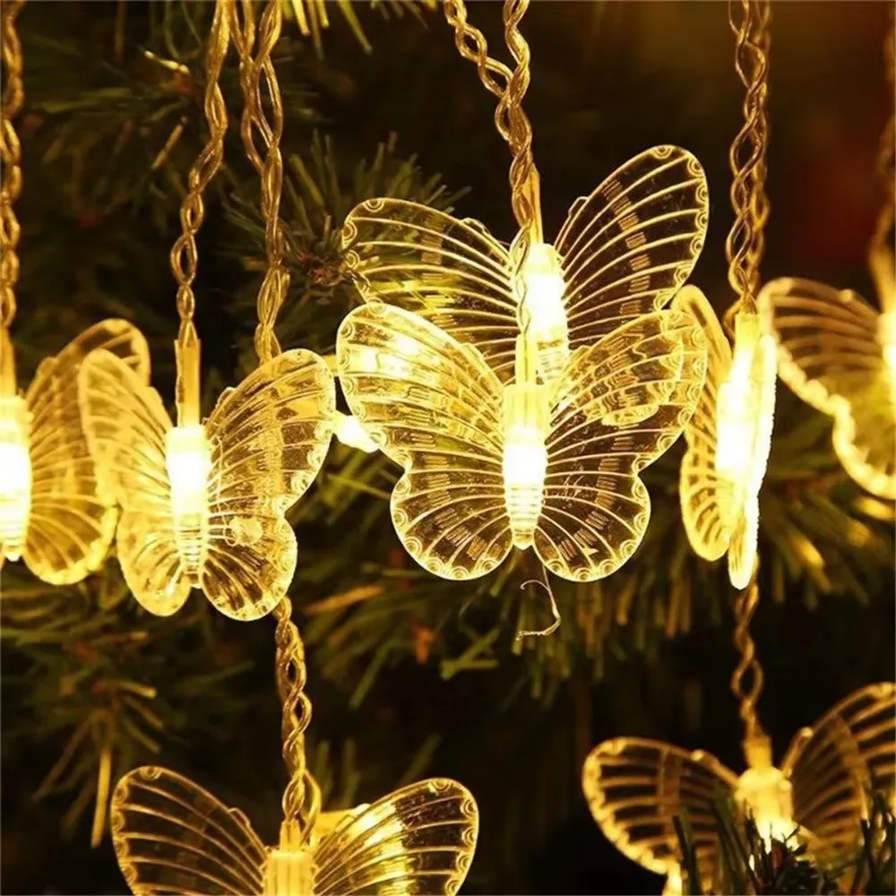 Outdoor LED Light String Plastic 1.5/3 Meter Butterfly String Lights with 10/20 Lights Decorative Light Courtyard Garden Terrace