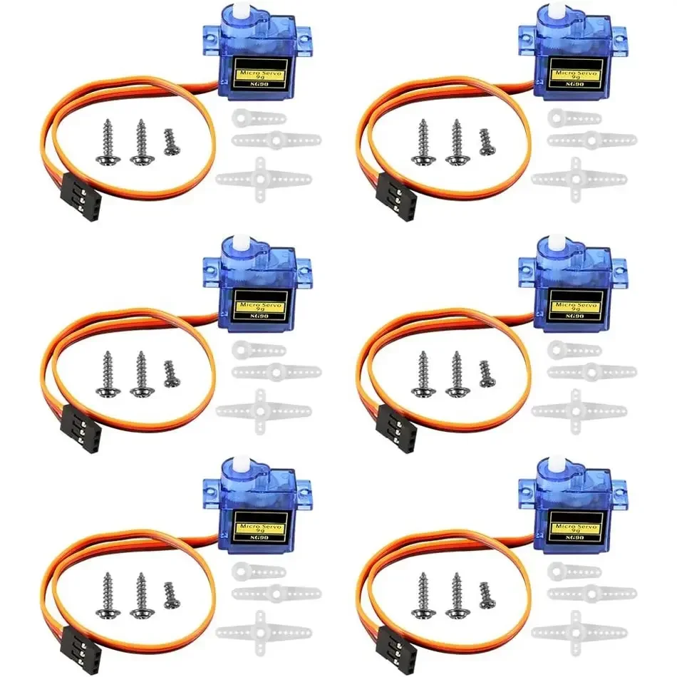 

6pcs Sg90 9g Micro Servo Motor, Mini Servos Motor Kit Plastic Gear 180 Degree Servo for Rc Car Airplane Plane for Arduino