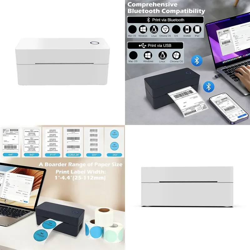 Mini Thermal Shipping Label Printer 4x6 for Small Business Inventory Management USB Interface