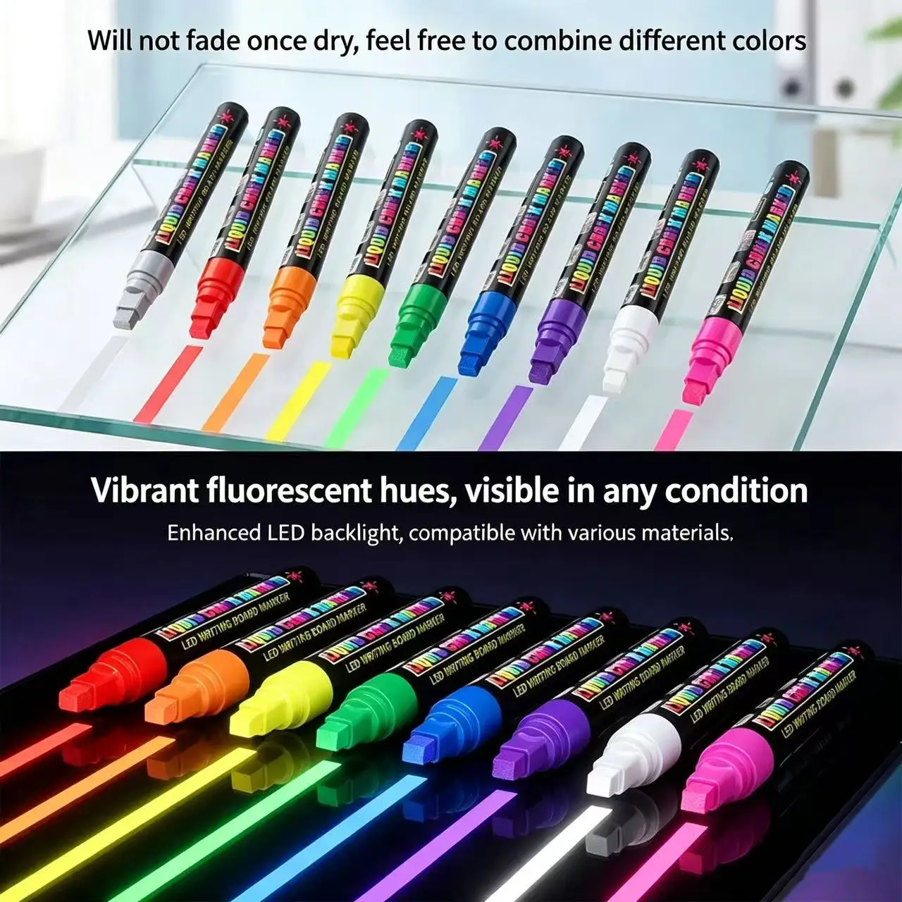 8pcs Erasable Liquid Chalk Markers Vibrant Random Color Chisel Tip for Business & Chalkboard Use