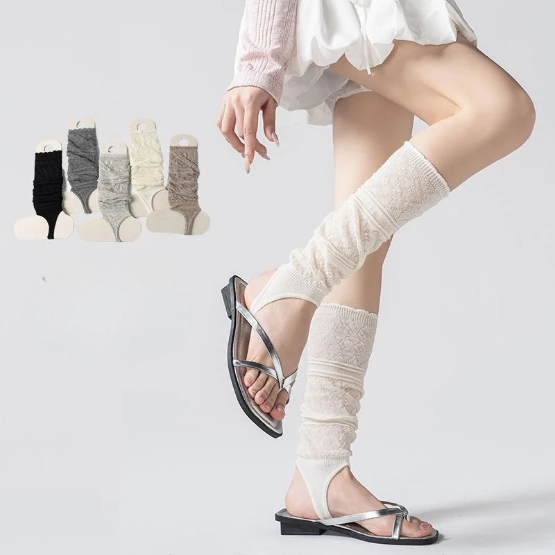 Vintage Hollowed-out Thin Calf Socks Women's Stepping Foot Stacking  Breathable with Boots Stockings  Socks