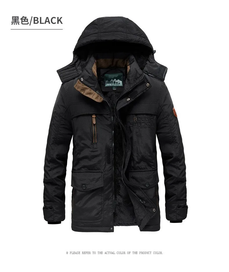 Men Winter Hooded Down Jackets Coats Fleece Warm Parkas Long Jackets Good Quality Male Outdoors Casual Winter Coats Size 6XL