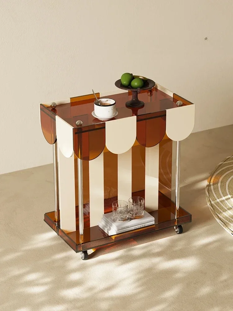 

Acrylic1 removable trolley rack living room sofa retro dining car side cabinet small coffee table