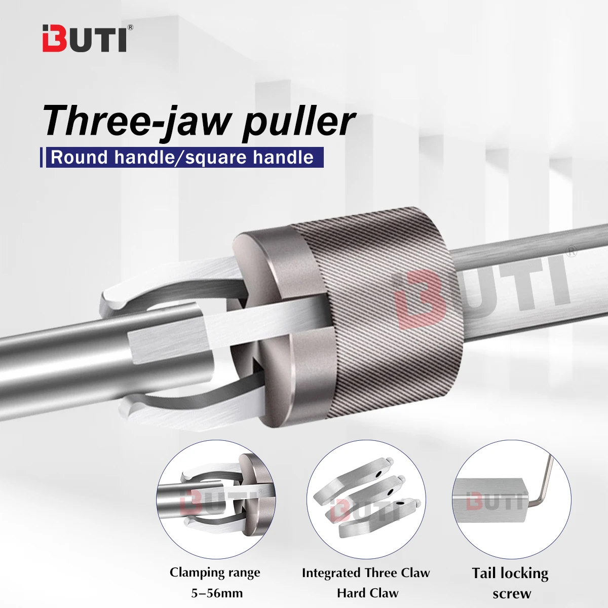 CNC Lathe Straight Handle Cutting Accessories Automatic Three Jaw Puller Feeding Clamp Square Handle 16/25 Round Handle 20/25/32