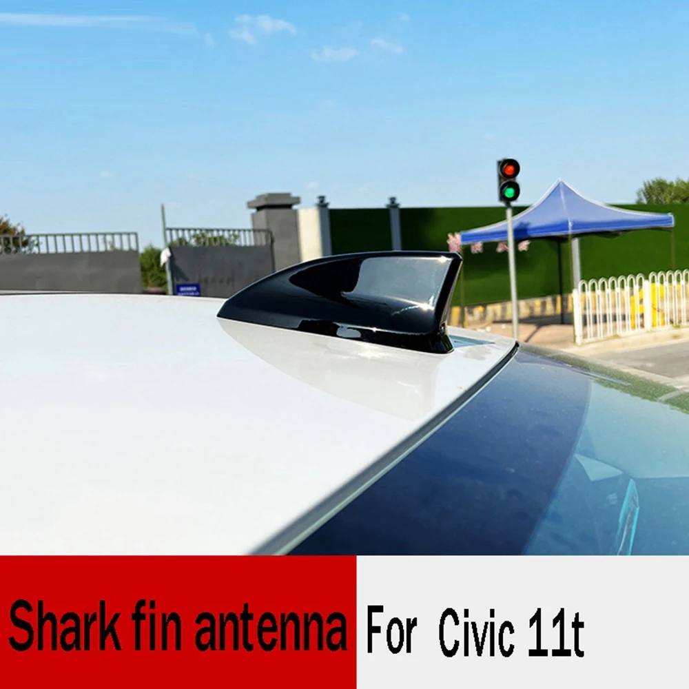 Car Shark Fin Antenna Auto Radio AM/FM Signal Aerials Decoration for Honda Civic 11T 2022 Black