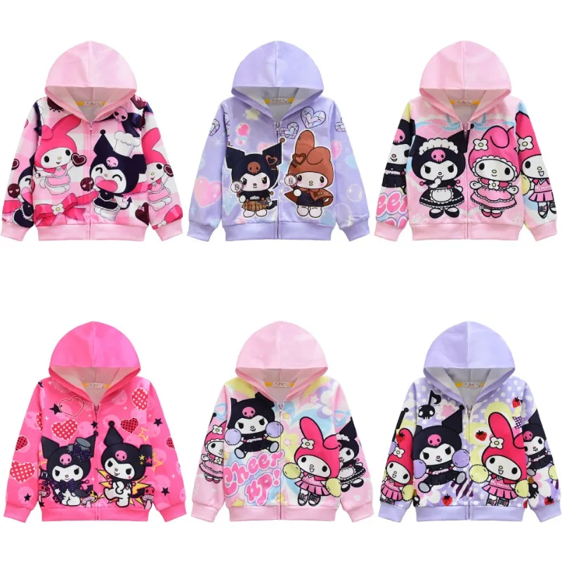 

Sanrio Spring and Autumn Kid Clothes Girl Cartoon Kuromi Hoodies Kawaii Sweatshirts Sport Coat Girl Cute Jacket Hoodie 110-150cm