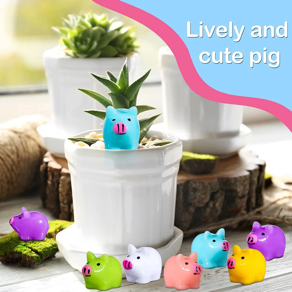 Mini Resin Pig Miniature Piggy Figures Garden Landscape Dollhouse Aquarium Potted Plant Room Decorations DIY Party Toys