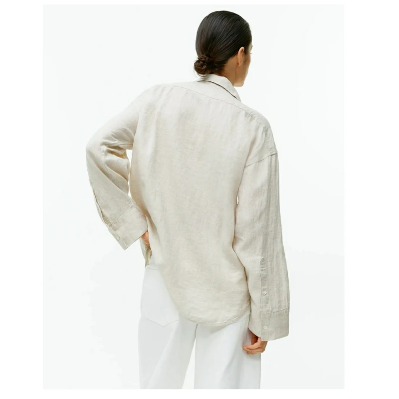 Fengbaoyu High-end Linen Spring Autumn Women's Long-sleeved Shirt Temperament Simple Light Luxury Women Comfortable and Loose