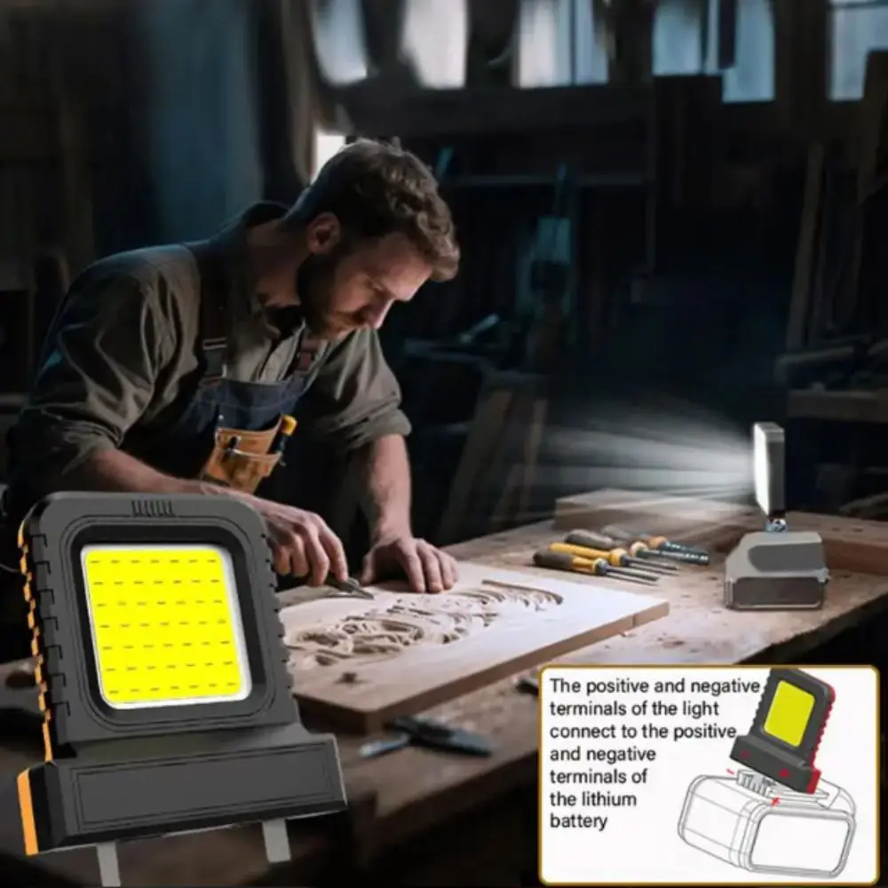 Runtime Long Runtime LED Work Light Li-ion Battery Luminous Cordless Work Lamp Compatible 20-21V Wide Beam Light Camping