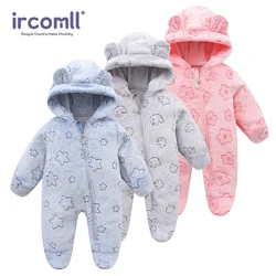 Ircomll-ropa suave para bebé recién nacido, mono de franela de otoño e invierno para bebés y niñas, pelele infantil de manga larga con capucha para niños pequeños ​ Tela