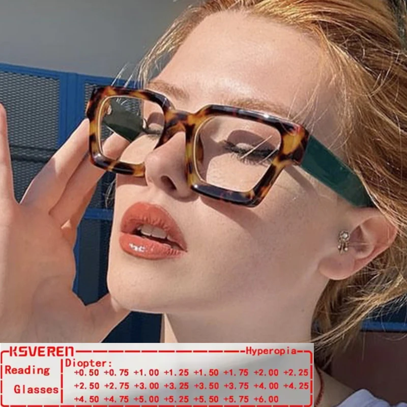 Simple Retro Square Frame High-Definition Reading Glasses For Women, Fashionable Light Luxury Glasses Prescription Customization