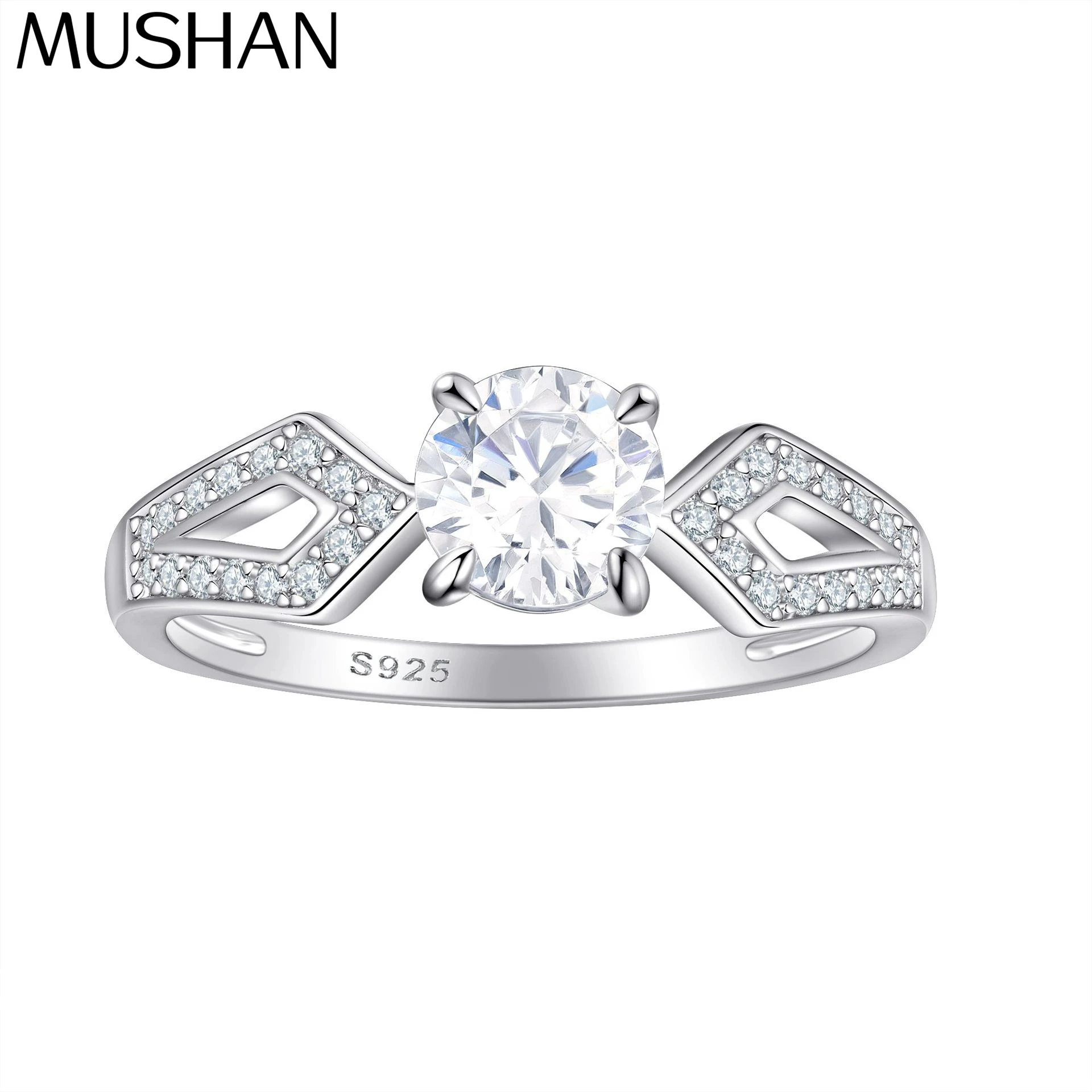 

MuShan Designer Jewelry 925 Sterling Silver Ring Cubic Zirconia 7A Marquise Formal for Bride Rhodium Plated Fine Jewelry Rings