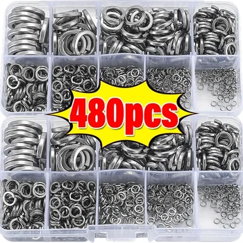 סט טבעות מתכת עם נעילת קפיץ מפלדת אל-חלד, גזרות שטוחות, ערכות חומרה מגוונות M2 M2.5 M3 M4 M5 M6 M8 M10
