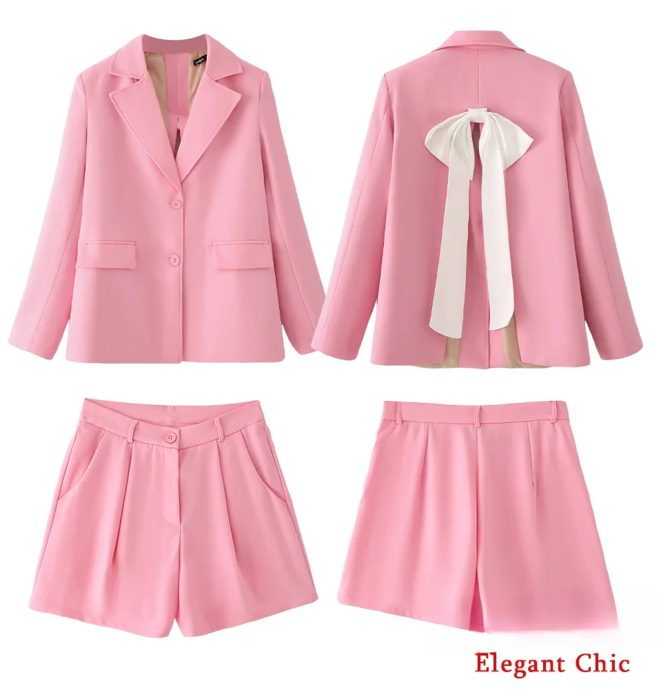 

KONDALA Women Elegant Chic Shorts Suit Back Split Bow Blazer Or Shorts 2025 Fashion Spring Summer High Street Holidays Shorts Se