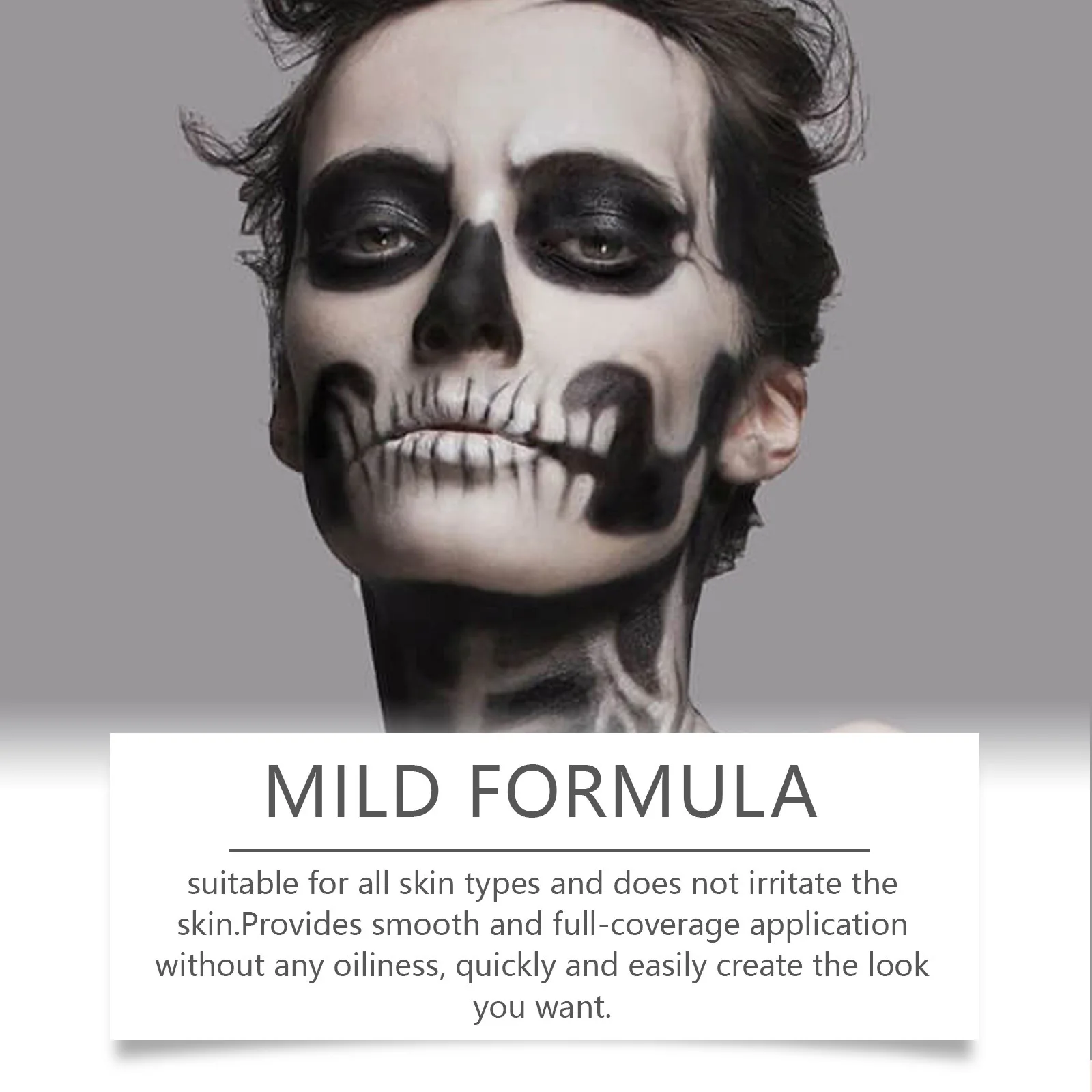 ฮาโลวีนสีดําสีขาวตา Face Body Paint เต็มรูปแบบน้ําหนักเบา Foundation Clown Joker แต่งหน้ากันน้ําครีมน้ํามันคอสเพลย์