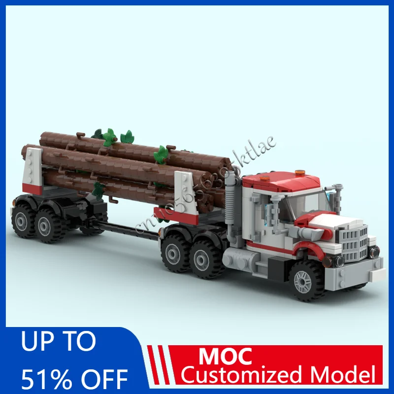 

625 шт. Moc City Engineering, изысканный белый лесозаготовительный грузовик, модель технологии, строительные блоки, креативная детская игрушка, подарок на день рождения