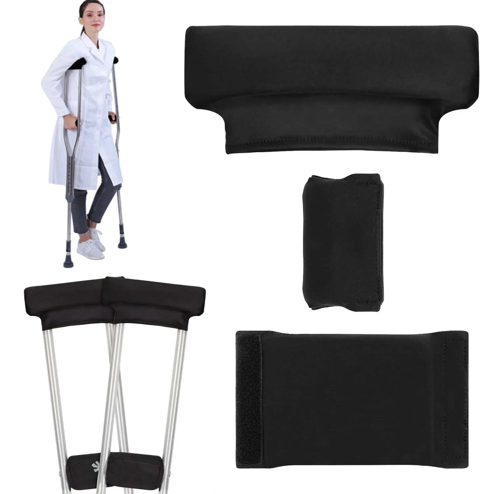 Comfortable Underarm Crutch Pad And Handle Cover For Walking Universal Cane Walker Underarm Non-slip Four-piece Set