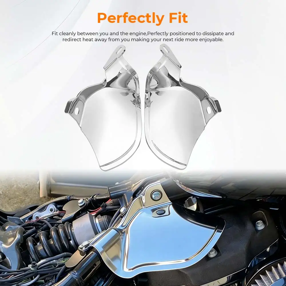 Abs Shield Heat Deflectors Fit For Harley Fxbr/S 117/114 Flde Fxfb/S Flfb/S Flhc/S Fxlr/S/T Flsl Flsb Fxst Fxbb 2018-2026 Chrome view 4