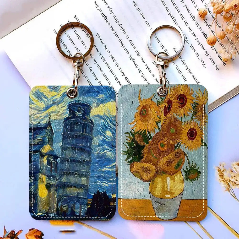 

Брелок-держатель для карт с изображением абстрактного искусства Ван Гога, защитный чехол для проездного, банковской карты, ID-карты и карты доступа