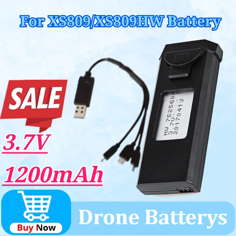 

Литиевая батарея 3.7V 1200mAh для квадрокоптера XS809 XS809HW, аксессуары для модуля питания, аксессуары для зарядки для радиоуправляемых моделей