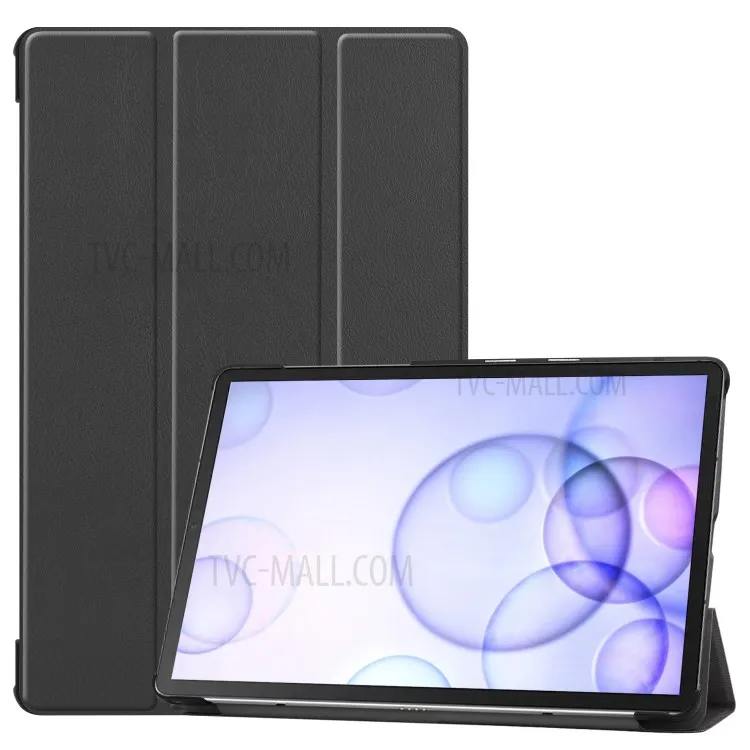 

Stable Tri-fold Stand Stand Leather Case Smart Tablet Cover Shell for Samsung Galaxy Tab S6 T860 (Wi-Fi) / T865 (LTE) - Black