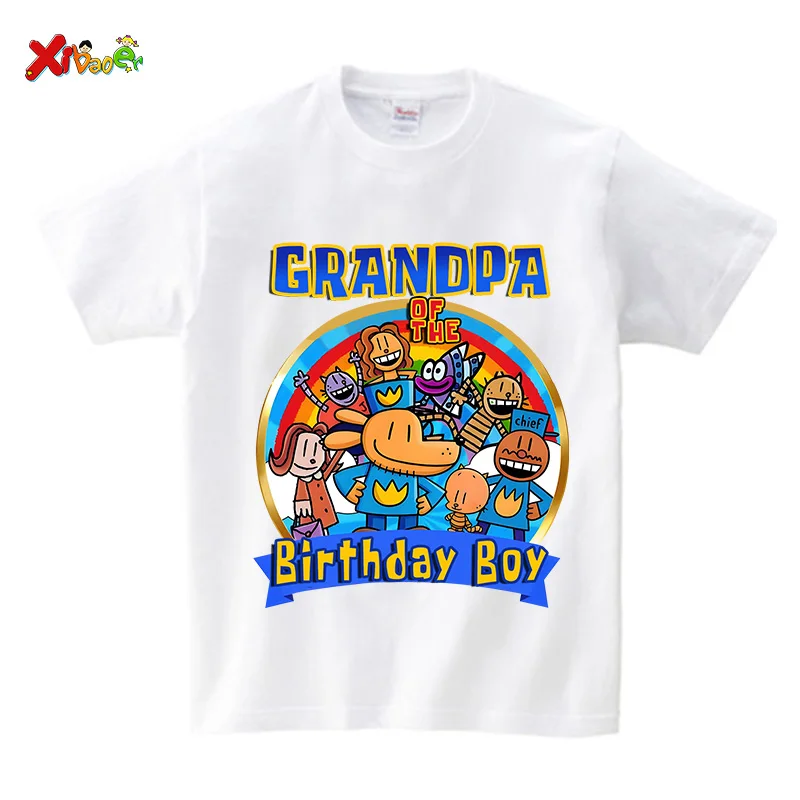 Dog Man Birthday Boy T Shirt Party Theme Personalized Shirt Kids Gift Birthday Shirt Family Tees Custom Name Party Supplies 5th
