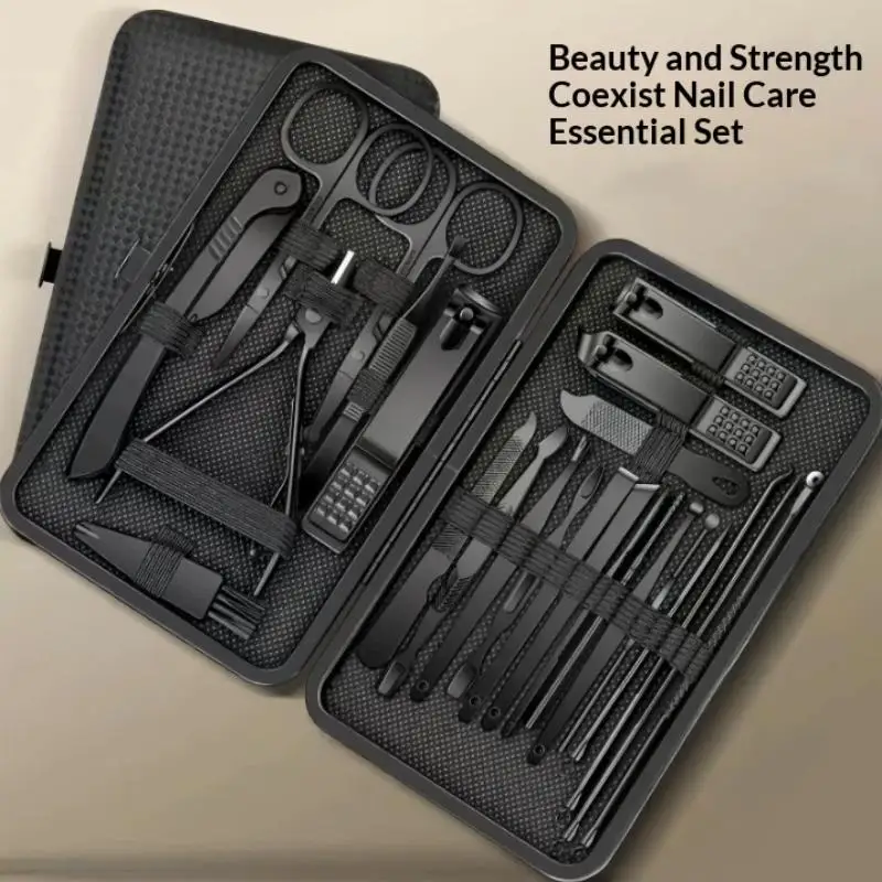 8/ 24-Piece Stainless Steel Nail Clipper Set Leather Case For Professional Manicure Cuticle Trimmer And Pedicure Tools