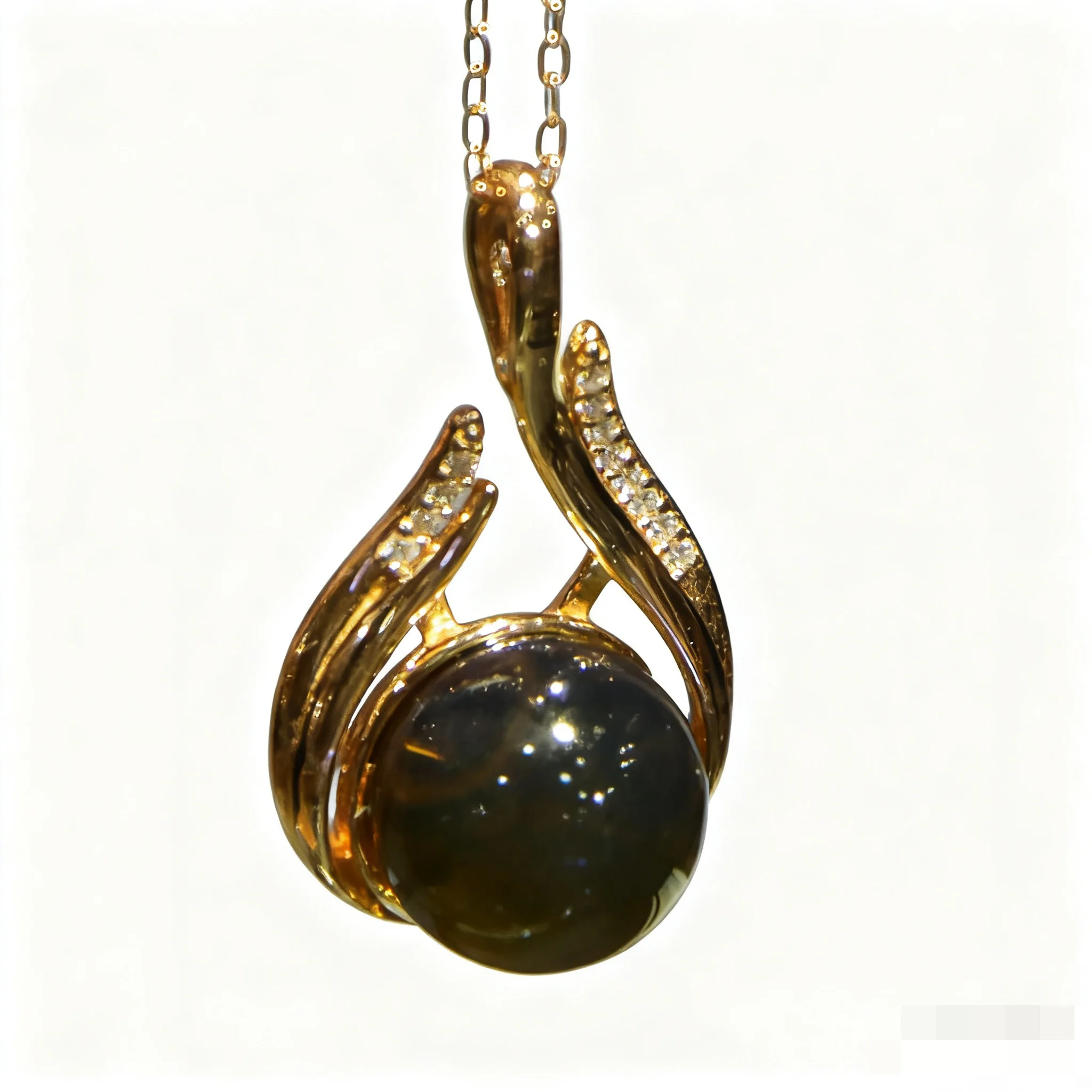 

Natural Mexican Blue Amber Pendant Sterling Silver Flame Shape Design 10mm Gemstone Jewelry