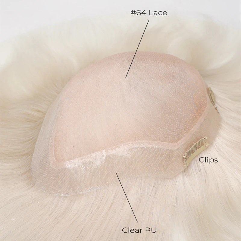 Template Base Custom 100% Human Straight Hair Light Density Lace & PU Toupee Hair Replacement System 4 Clips